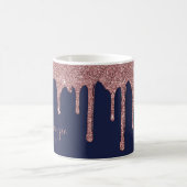Chique Navyblauw Rose Goud Glitter Spatten Koffiemok (Center)