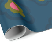 Chique Navyblauw Roze bloemige Gefeliciteerd verja Cadeaupapier (Rol Hoek)