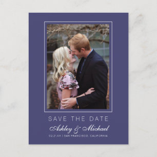 Chique Navyblauw Save the Date-verlovingsfoto Aankondigingskaart