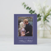 Chique Navyblauw Save the Date-verlovingsfoto Aankondigingskaart (Staand voorkant)