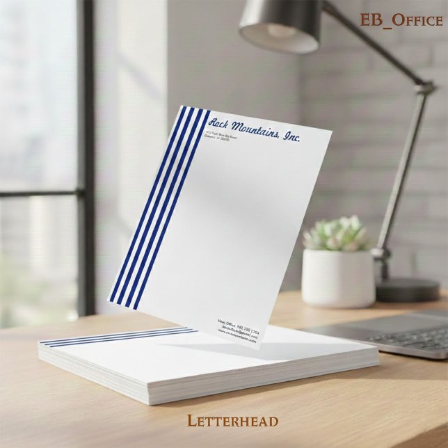 Chique Navyblauw & Witte Verticale Strepen Profess Briefhoofd (Creator heeft geüpload)