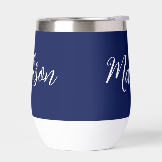 Chique Navyblauwe Gepersonaliseerde Naam in Witte  (Links)