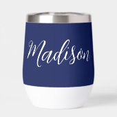 Chique Navyblauwe Gepersonaliseerde Naam in Witte  (Achterkant)