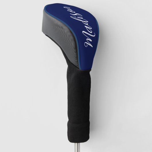 Chique Navyblauwe Naam Aangepast Handgeschreven Sc Golfheadcover (Schuin)