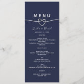 Chique Navyblauwe Trouw Menu (Voorkant)