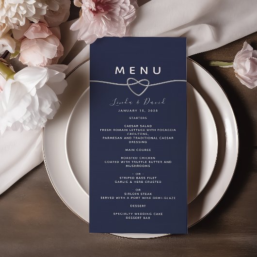 Chique Navyblauwe Trouw Menu