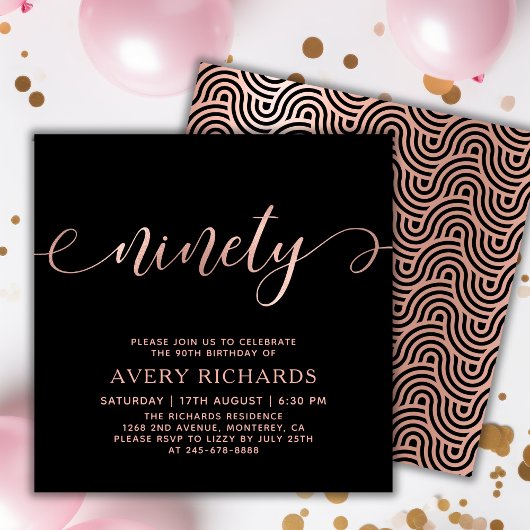 Chique negentig Roos gouden script zwart 90ste ver Kaart