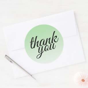 Chique neo mintgroene ombre dank je wel ronde sticker