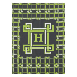 Chique Neon Citrus Groen Zwart Monogram Tafelkleed