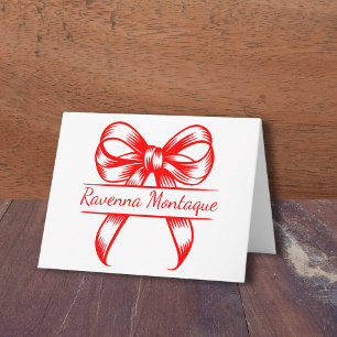 Chique Neon Rode Decoratie Lint Elegante Naam Brui Notitiekaartje