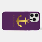 Chique nep goud folie anker iPhone hoesje (Achterkant horizontaal)