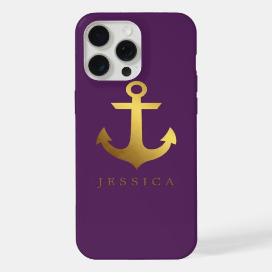 Chique nep goud folie anker iPhone hoesje (Achterkant)
