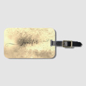 Chique nep goud folie metallic grunge script lette bagagelabel (Voorkant (horizontaal))