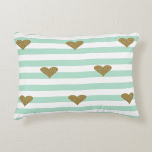 Chique Nep Goud Glitterende Harten Mint Groen Stre Accent Kussen