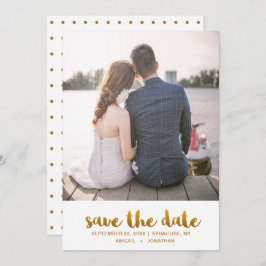 Chique nep-gouden schrift met stippen foto save the date