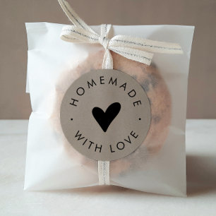 Chique nep-kraft-hart handgemaakt met liefde ronde sticker