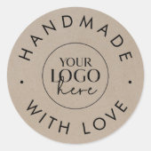 Chique nep-kraft zakelijk logo handgemaakt met lie ronde sticker (Voorkant)