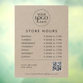 Chique nep-kraft zakelijk logo QR-code openingstij Raamsticker (Vel 3)