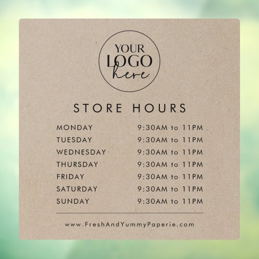 Chique nep-kraft zakelijk logo winkeluren raamsticker (Vel 3)