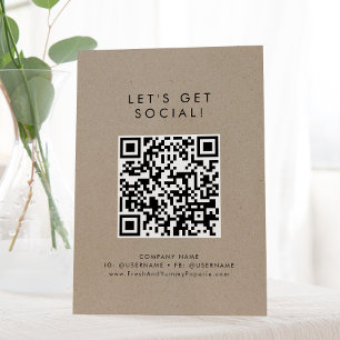 Chique nep-kraft zakelijke Let's Get Social Media Reclamebord Met Voetstuk