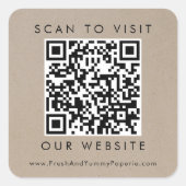 Chique nep-kraft zakelijke trouwwebsite QR-code Vierkante Sticker (Voorkant)