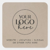 Chique nep-krafttypografie Aangepast zakelijk logo Vierkante Sticker (Voorkant)