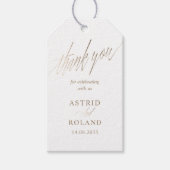 Chique Nep Metallic Gouden Calligrafie Bruiloft Cadeaulabel (Voorkant)