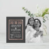 Chique Nep Rose Goud Save the Dates Date (Staand voorkant)