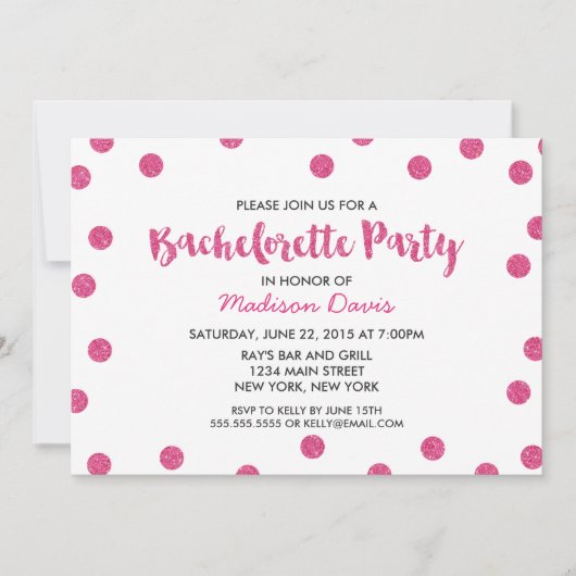 Chique nep roze glitters Bachelorette-feest Kaart (Voorkant)