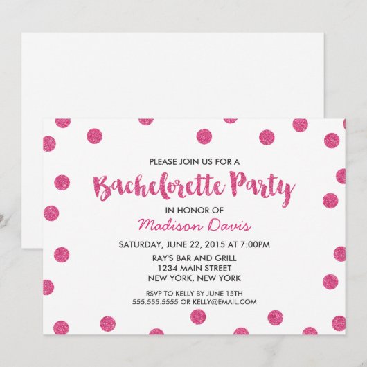 Chique nep roze glitters Bachelorette-feest Kaart (Voorkant / Achterkant)