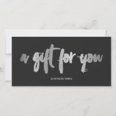 Chique nep zilverfolie grijze logo cadeaubon (Voorkant)