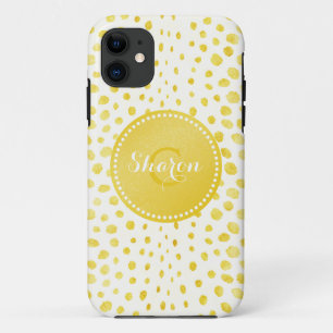 Chique nepgoud glinsterende cheetahprint monogram iPhone 11 hoesje