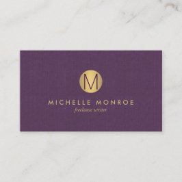 Chique Nepgoud Minimalistische Monogram Paarse Lin Visitekaartje