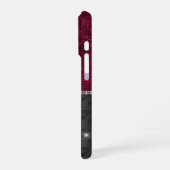 Chique nepsilver glitter burgundy zwart monogram iPhone hoesje (Linkerkant)