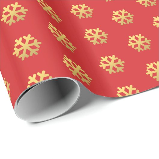 Chique nepsneeuwvlokken van goud op rood cadeaupapier (Rol Hoek)