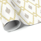Chique neutraal geel taupe ikat diamanten patroon cadeaupapier (Rol Hoek)