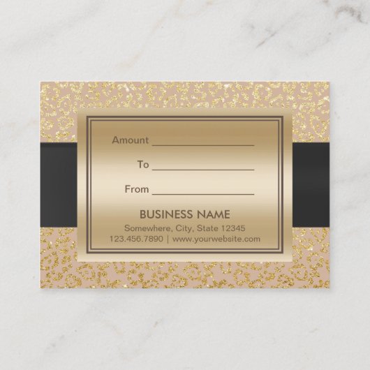 Chique Neutraal Goud Luipaard Print Cadeaubonnen Kortingskaartje (Achterkant)