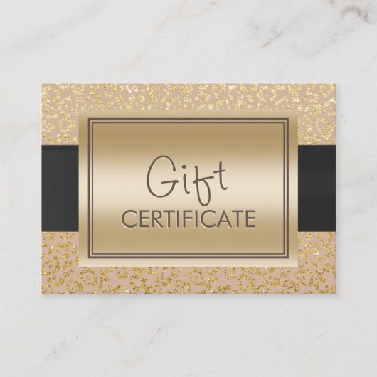 Chique Neutraal Goud Luipaard Print Cadeaubonnen Kortingskaartje (Voorkant)