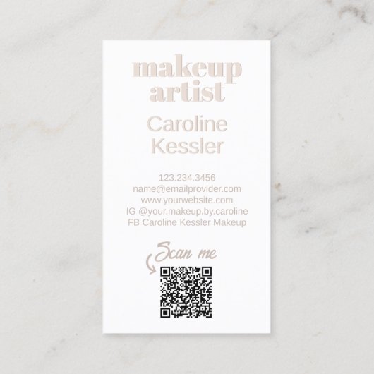 Chique Neutraal Ivoor Beige Taupe Bruin Natuurlijk Visitekaartje (Achterkant)