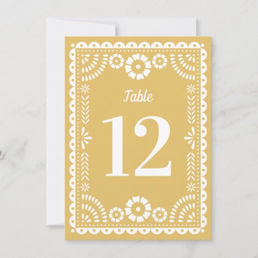 Chique Neutraal Papel Picado Bruiloft Tafelnummer (Voorkant)