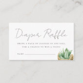 Chique Neutral Succulent Baby shower Luier Raffle Informatiekaartje (Voorkant)
