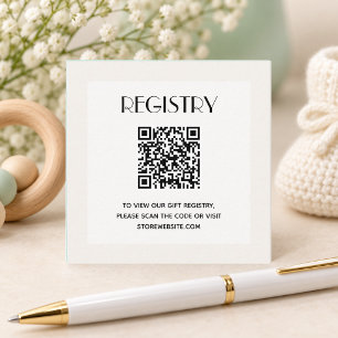Chique Neutrale Baby Shower Cadeau Registratie QR Informatiekaartje