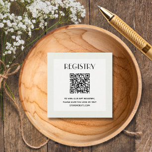 Chique Neutrale Baby Shower Cadeau Registratie QR Informatiekaartje