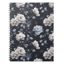 Chique Neutrale Bloem Grijs Bloemmotief Notitieboek