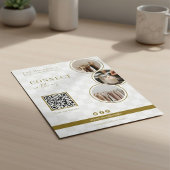 Chique Neutrale Checker Boutique QR Code Foto Flyer