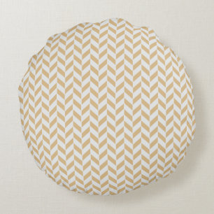 Chique neutrale gouden witte geometrische zigzagpa rond kussen