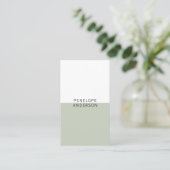 Chique Neutrale Groene Minimalistische Moderne Boh Visitekaartje (Staand voorkant)