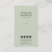 Chique Neutrale Groene Minimalistische Moderne Boh Visitekaartje (Achterkant)