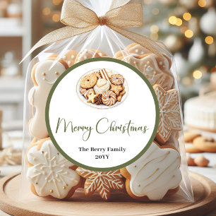 Chique neutrale kerst aangepaste familienaam stick ronde sticker