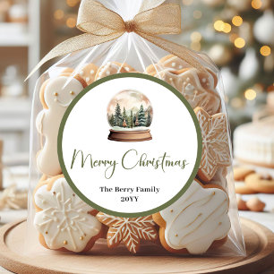 Chique Neutrale Kerst Familie Naam Sticker Label
